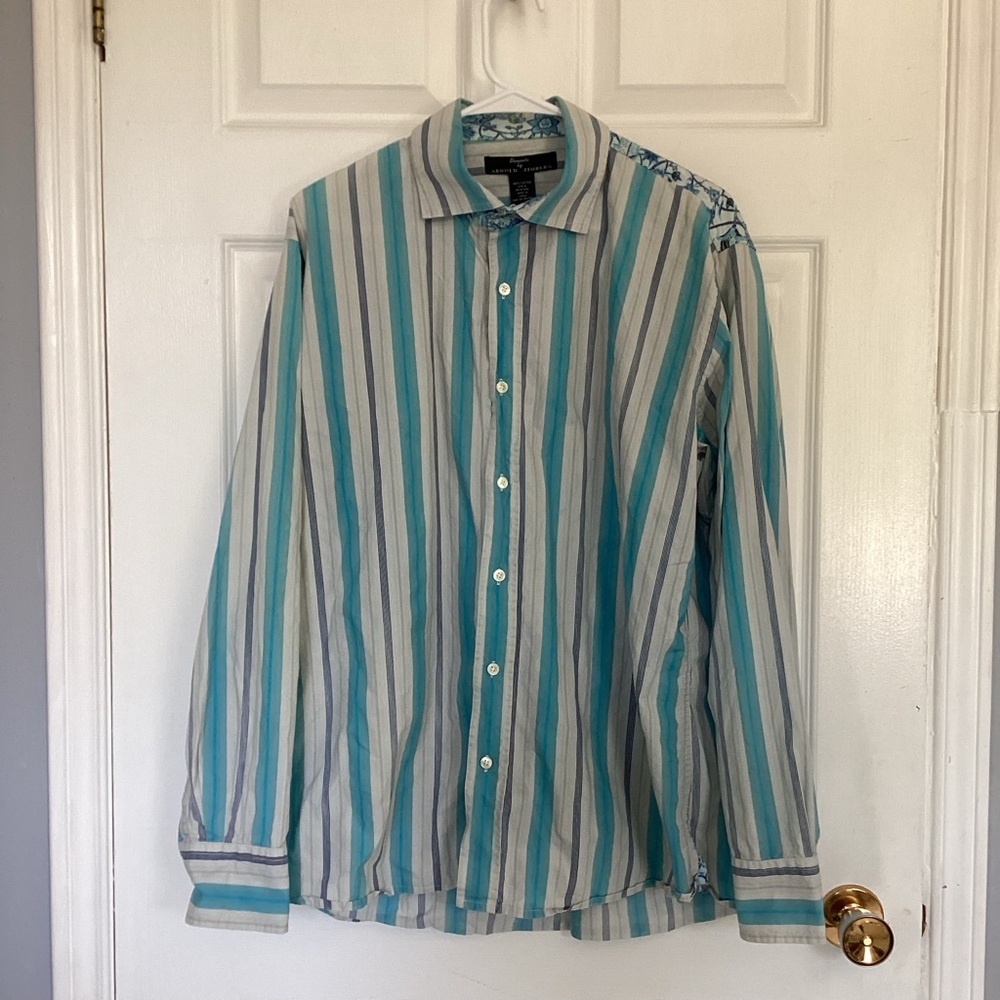🛍️5/💲20🛍️ ARNOLD ZIMBERG striped floral shirt (#1j109)